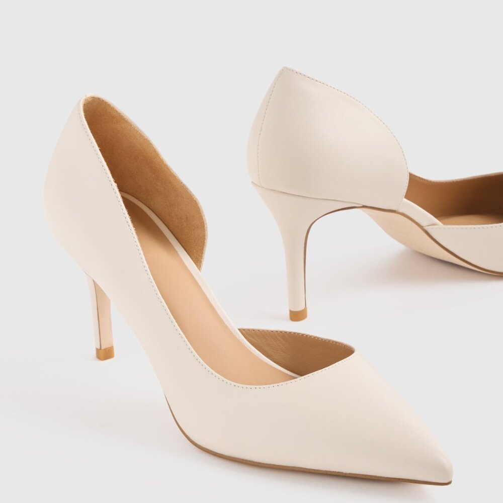 .. NWB Quince Italian Leather 75mm d'Orsay Pump, Bone (8)